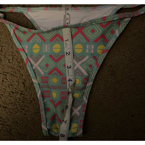 TASHEHE String Bikini High Leg Cut/Triangle Removable Pads Geometric Size S - Picture 8 of 14